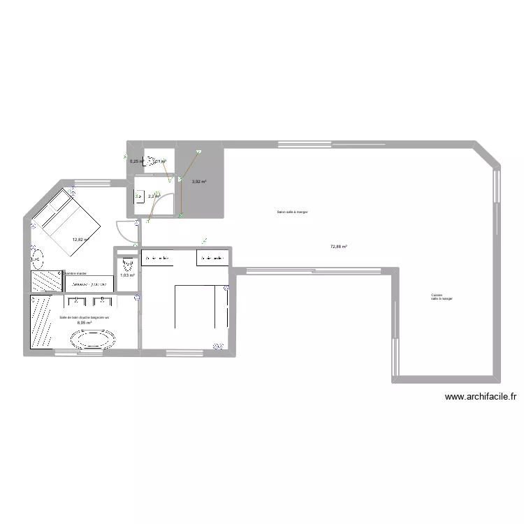 Les citronniers 1er &eacute;tage 3. Plan de 8  et 102 m²