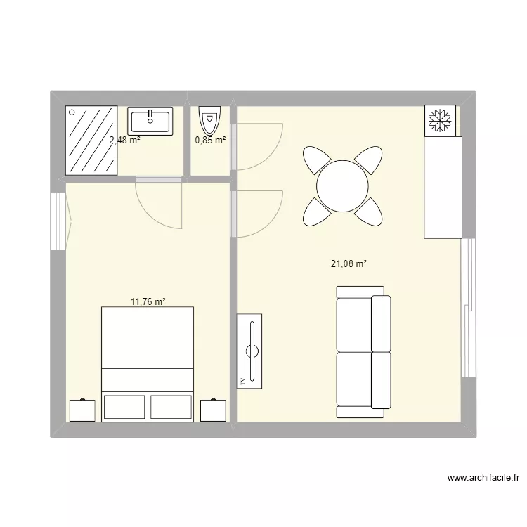 Studio 2. Plan de 