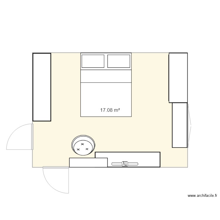 chambre parentale b. Plan de 1 pièce et 17 m2