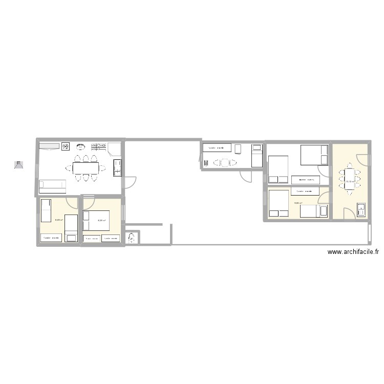 plan de derriére. Plan de 4 pièces et 40 m2