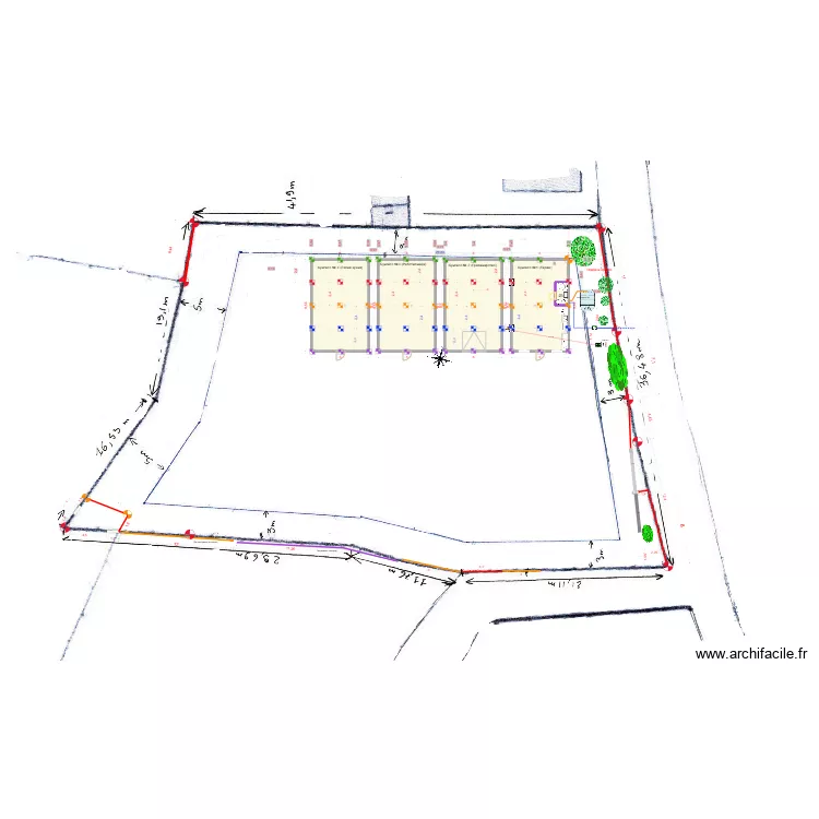 Ситуационен план за разполагане на контейнерите &ndash; V6 &ndash; Version avec tout. Plan de 