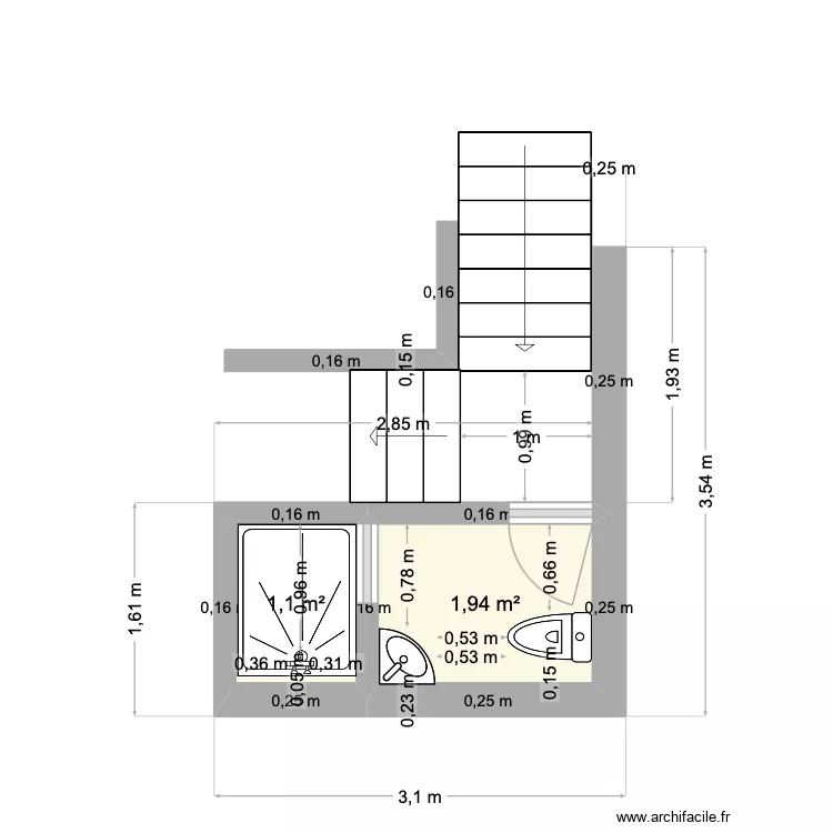 PLAN TOILETTE ET DOUCHE. Plan de 