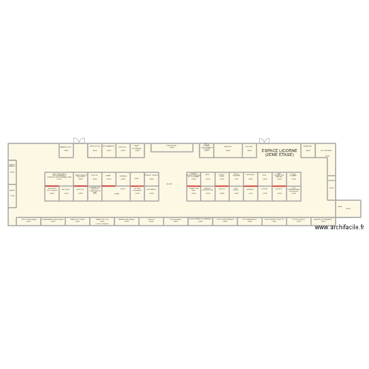 Plan NO 2024 Espace Licorne. Plan de 58 pièces et 501 m2