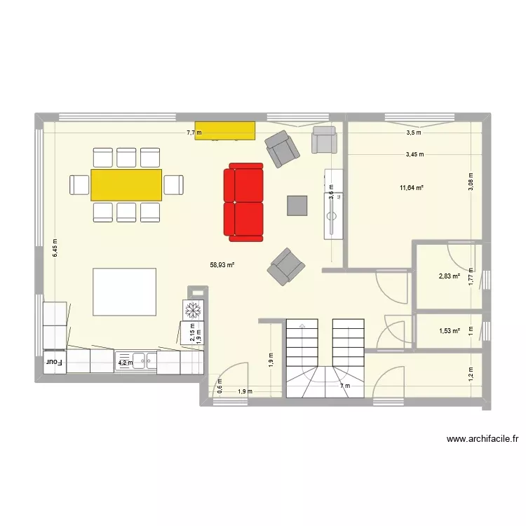 Plan. Plan de 4 Pièces et 75 m²