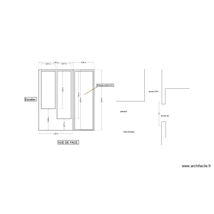 Detail placard d'entree. Plan de 