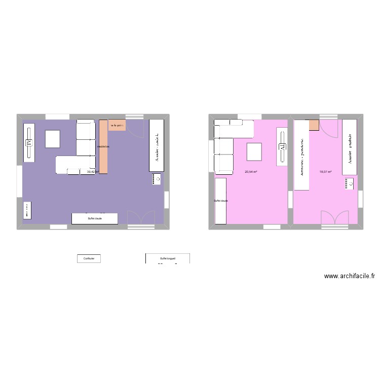 extension sans mur. Plan de 3 pièces et 78 m2