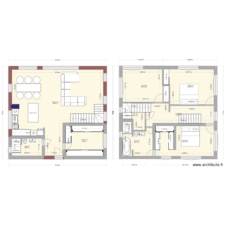 PARTER PLAN OPEN SPACE ECO 2. Plan de 9 pièces et 142 m2