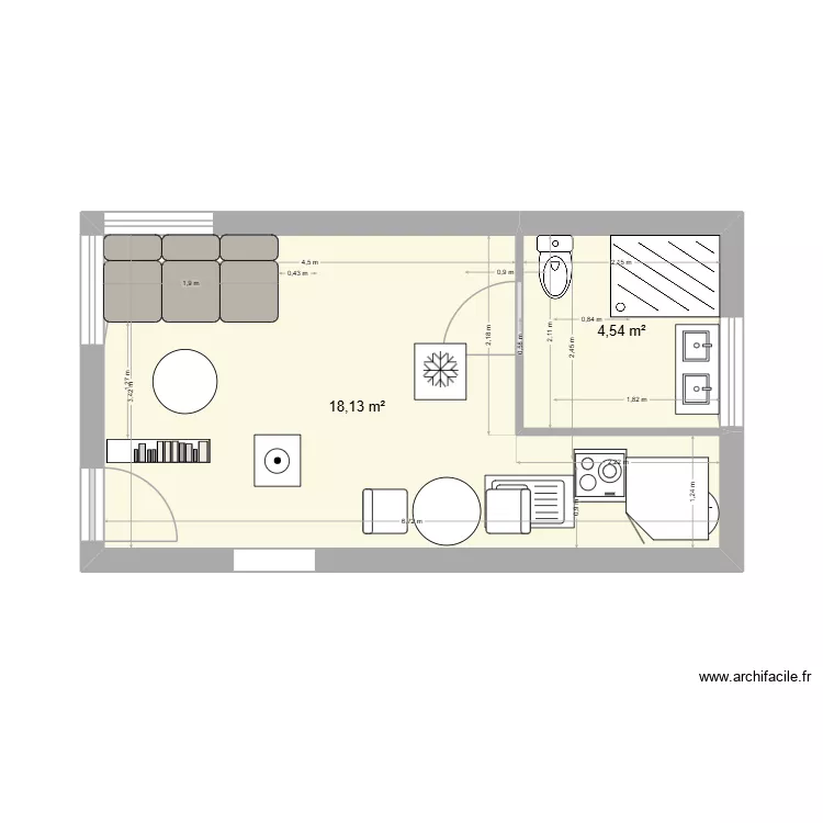 loge gardien 2. Plan de 2 Pièces et 23 m² loge gardien 2. Plan de 2 Pièces et 23 m²