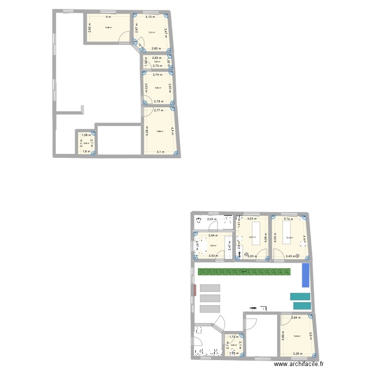 cab 1. Plan de 11 pièces et 99 m2