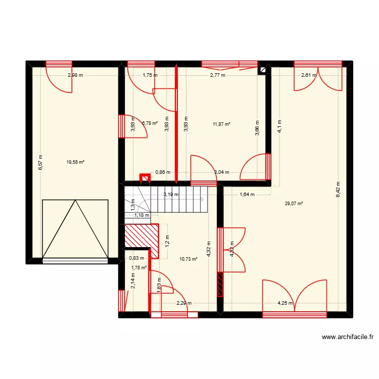 P0.1_PLAN_RDC_ELEMENTS_SUPPRIMEES_PROJET_ZANY. Plan de 9 et 81 m² P0.1_PLAN_RDC_ELEMENTS_SUPPRIMEES_PROJET_ZANY. Plan de 9 et 81 m²