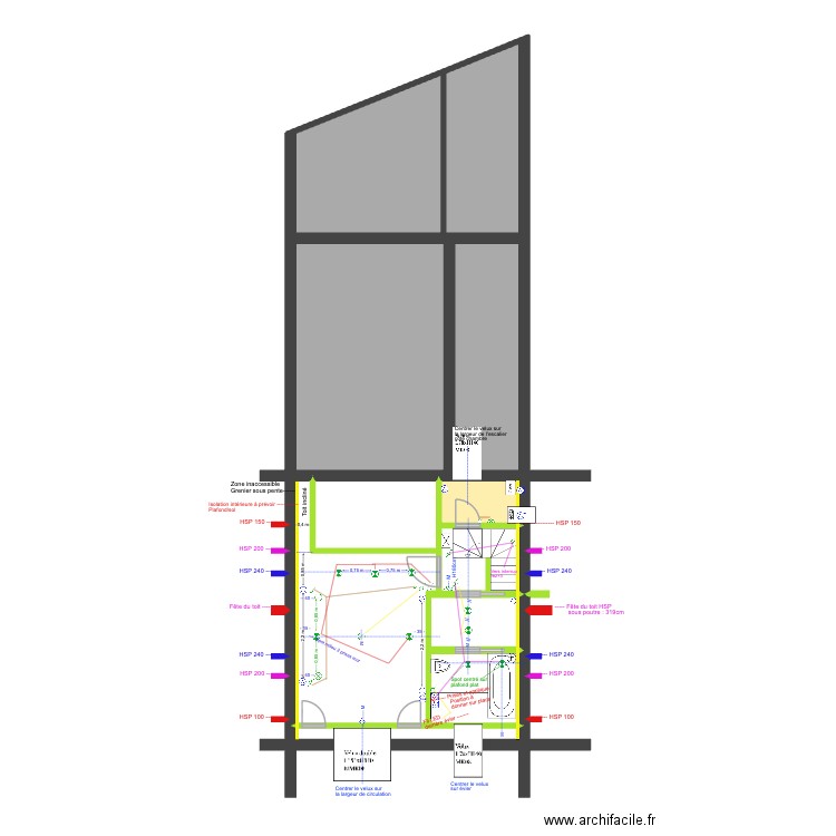 BAUCQ 77 4e étage Electricité. Plan de 11 pièces et 91 m2