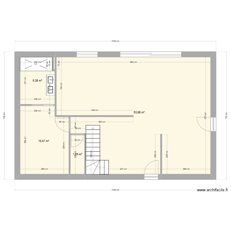 Construction. Plan de 4 pièces et 72 m2