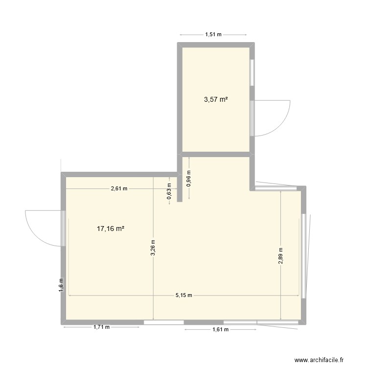 cuisne2. Plan de 2 pièces et 21 m2