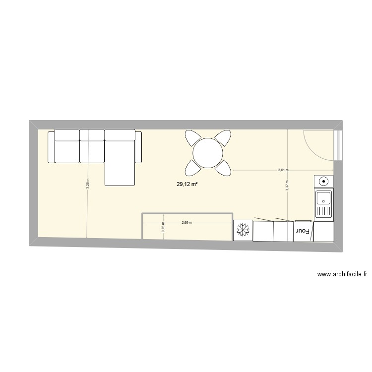 yoav. Plan de 1 pièce et 29 m2