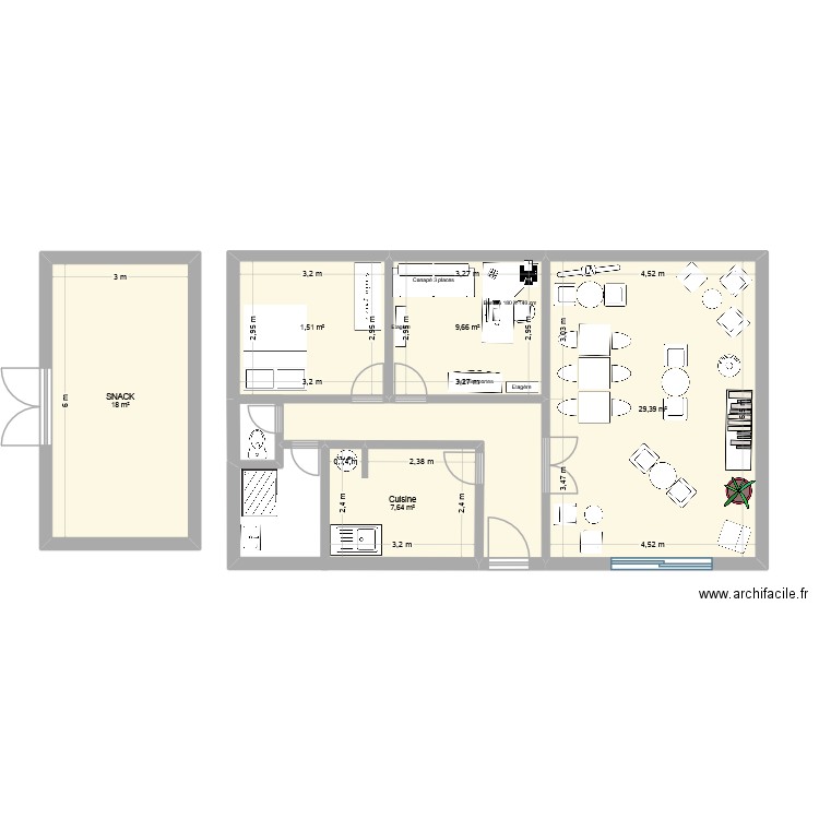 maison. Plan de 5 pièces et 74 m2