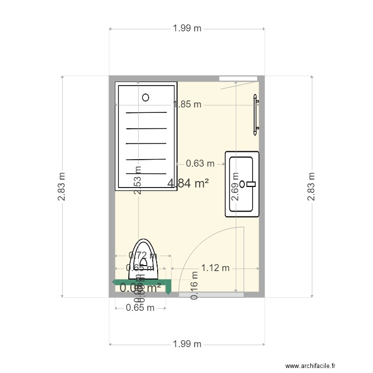MAFAITY. Plan de 2 pièces et 5 m2