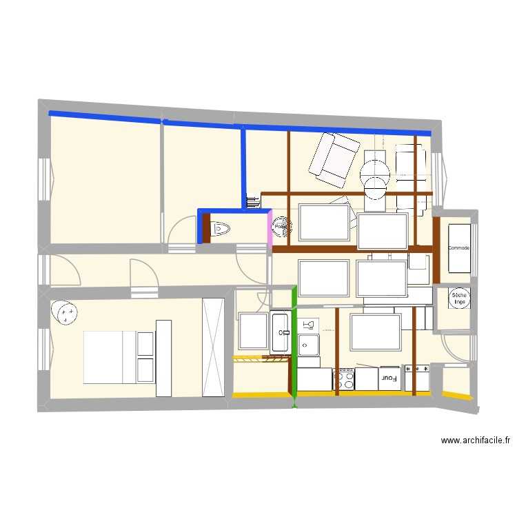 Suspension option 1. Plan de 12 pièces et 105 m2
