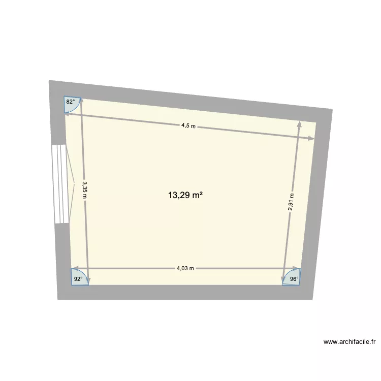 cusine boissieres. Plan de 1  et 13 m²