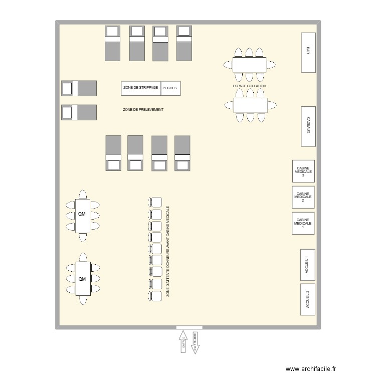 HALLE. Plan de 1 pièce et 160 m2