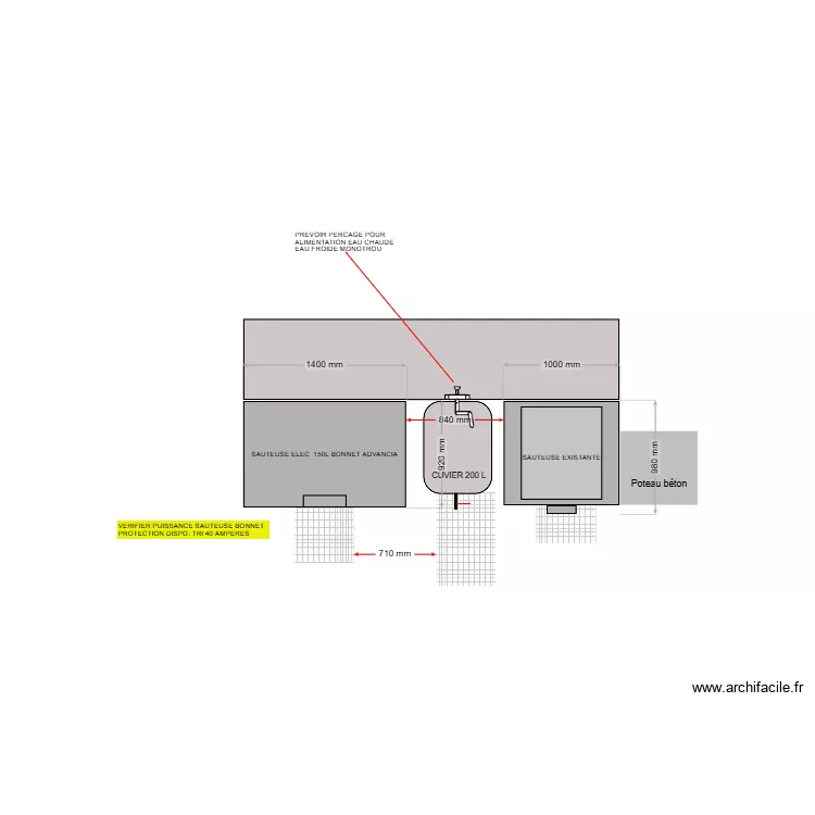 CUICINE CENTRALE VALVERT. Plan de 