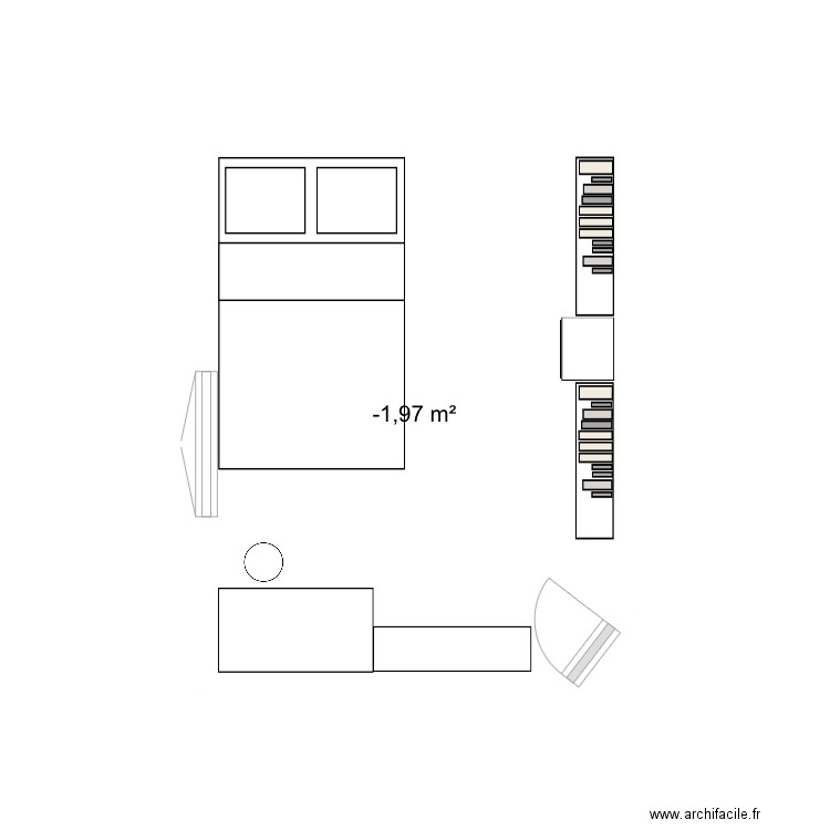 chambre. Plan de 1 pièce et 10 m2