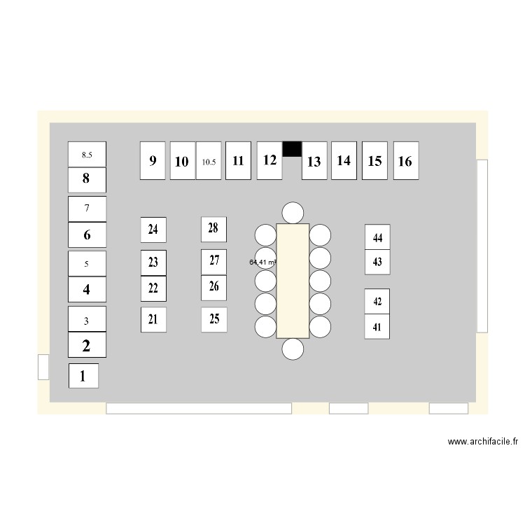 salle de nyon. Plan de 1 pièce et 64 m2