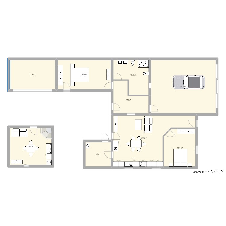 vidais 3. Plan de 9 pièces et 191 m2