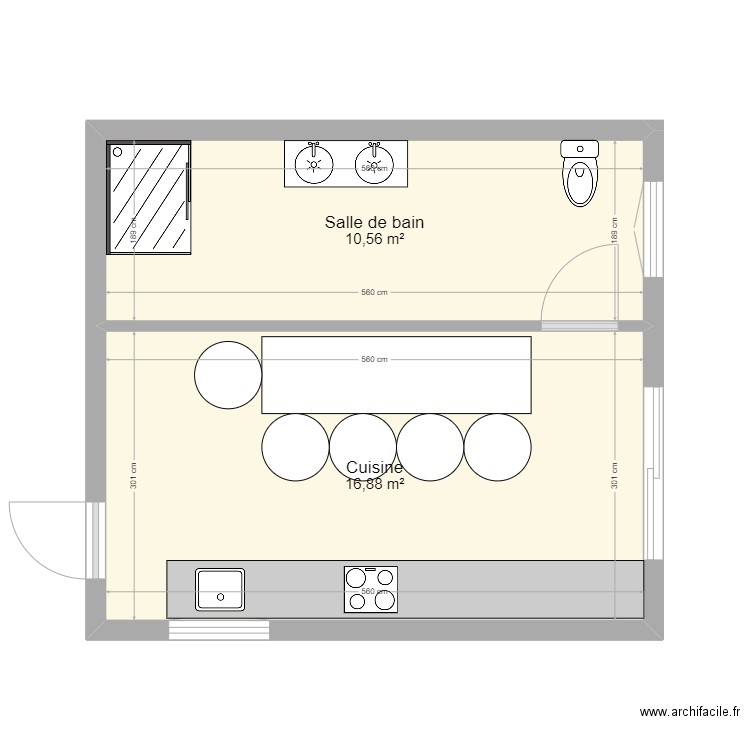 Extension Maison Papa plan intérieur 2. Plan de 2 pièces et 27 m2