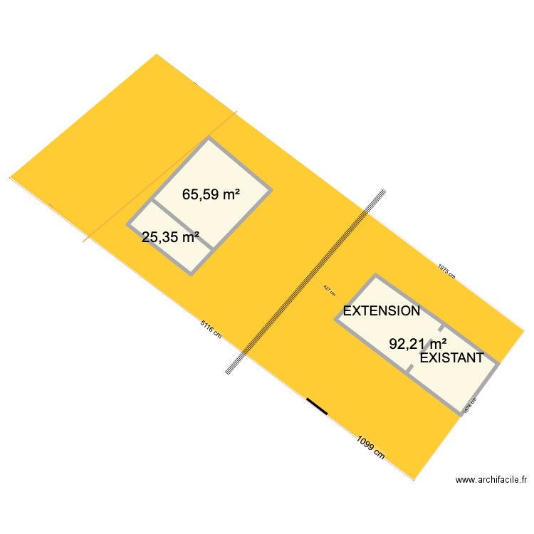 ORGERUS TERRAIN + EXTENSION. Plan de 3 pièces et 183 m2