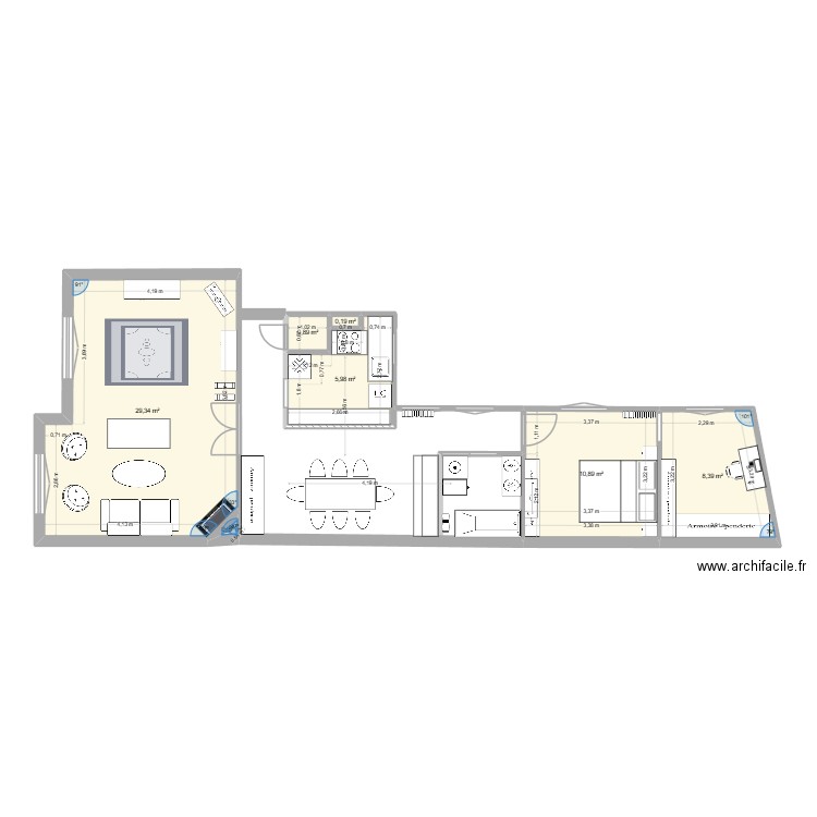 LORILLEUX 8. Plan de 7 pièces et 56 m2