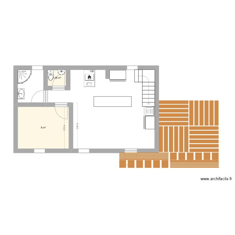 Plan Maison. Plan de 2 pièces et 10 m2