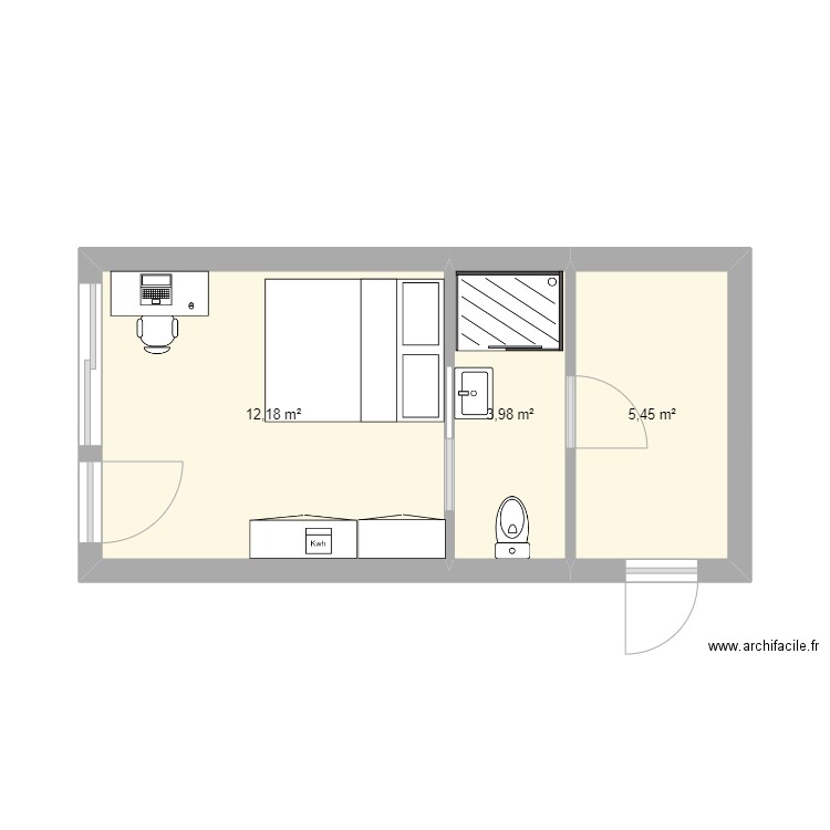 Garage-2. Plan de 3 pièces et 22 m2