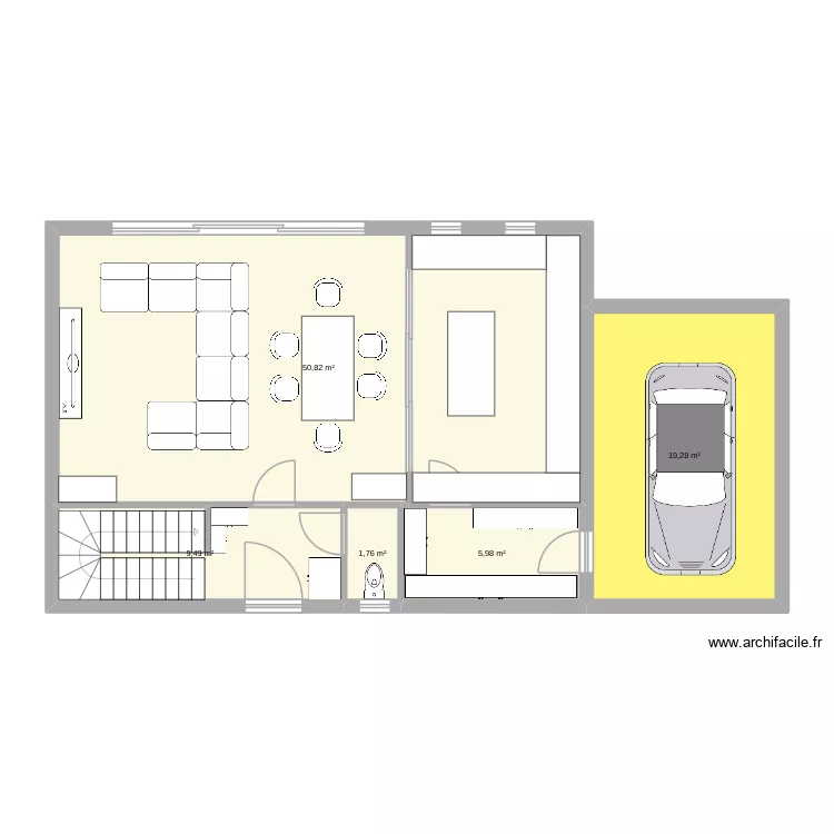 rdc 2.0. Plan de 5  et 87 m²