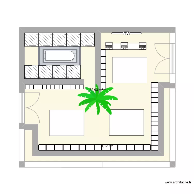 magasin. Plan de 2  et 36 m²