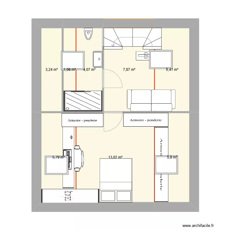 comble v1 sdb jardin. Plan de 0 pièce et 0 m2 comble v1 sdb jardin. Plan de 0 pièce et 0 m2