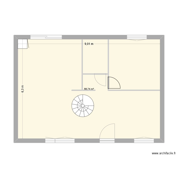 Plouh RDC. Plan de 1 pièce et 57 m2