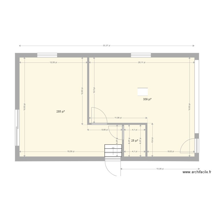 Plan Garage 10.1. Plan de 3 pièces et 58 m2