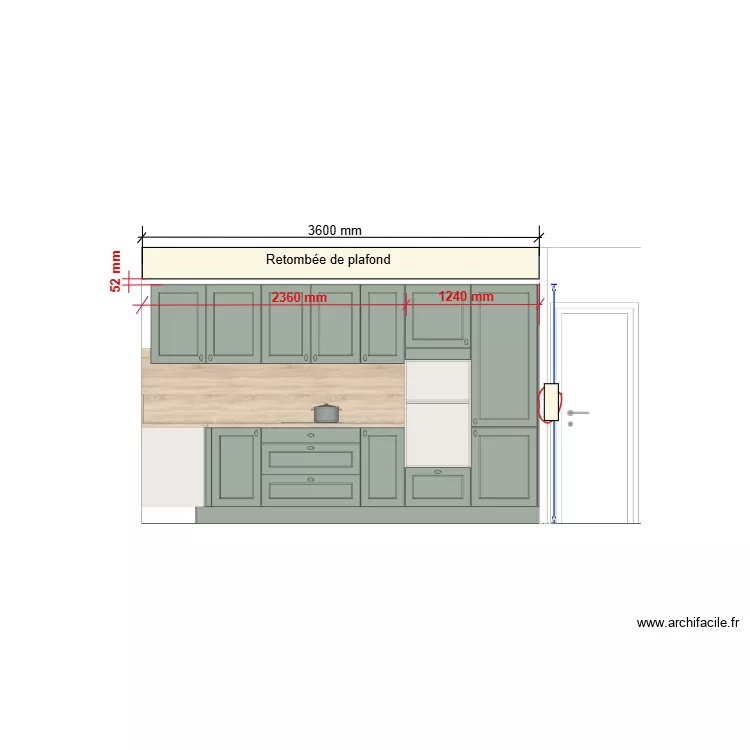 Fileur de compensation dessus &eacute;l&eacute;ments de cuisine. Plan de 