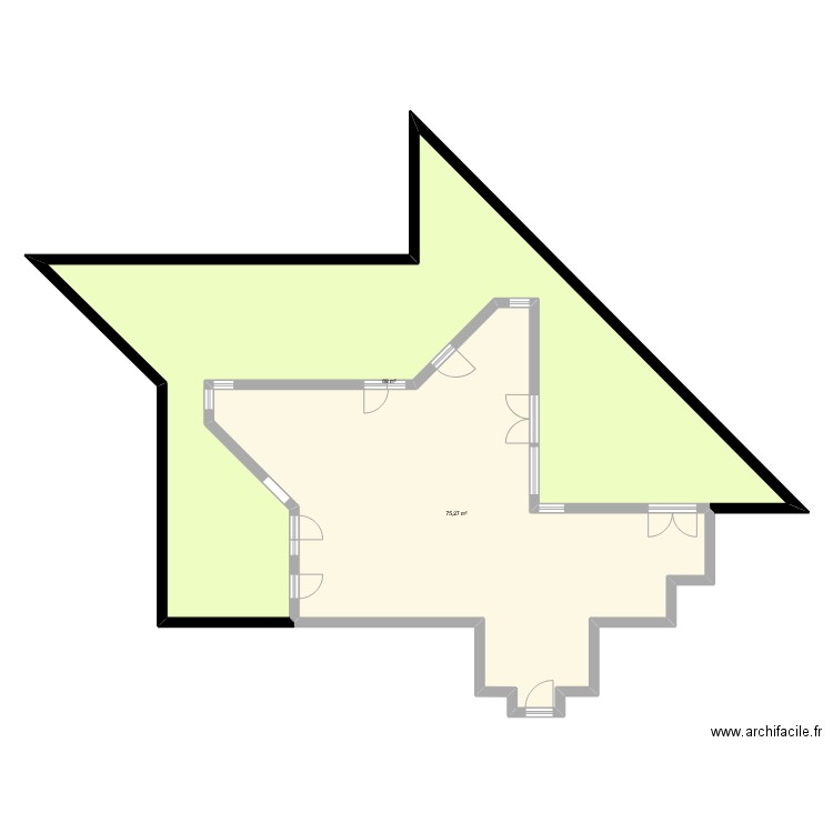 Renaudie vierge. Plan de 2 pièces et 163 m2