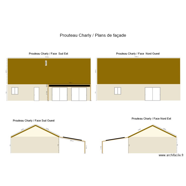 Prouteau Charly plan de facade. Plan de 4 pièces et 219 m2