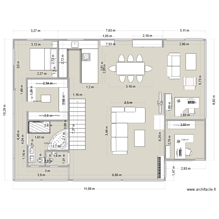 Chalet. Plan de 11 pièces et 284 m2