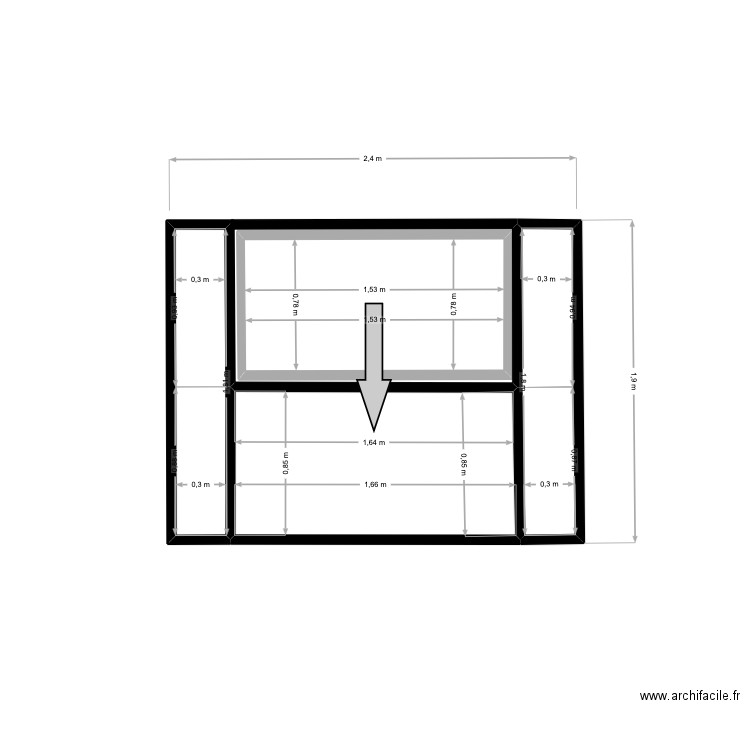 Ventana grande Loft. Plan de 4 pièces et 4 m2