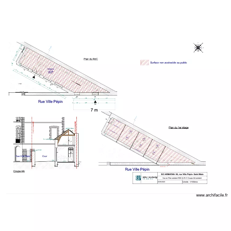 vue en plan existant RDC R1 Coupe AA ARMATAN. Plan de 