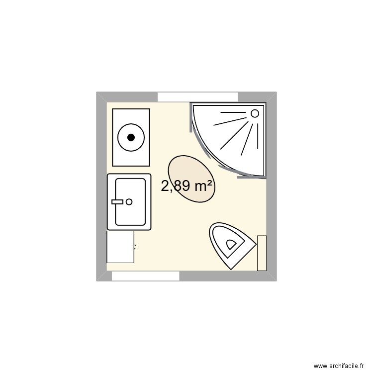 Salle de bain 2. Plan de 1 pièce et 3 m2