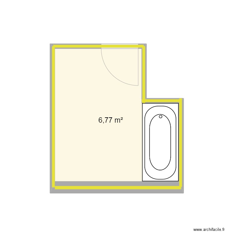 Ayouchi SDB n°1 Option B. Plan de 1 pièce et 7 m2