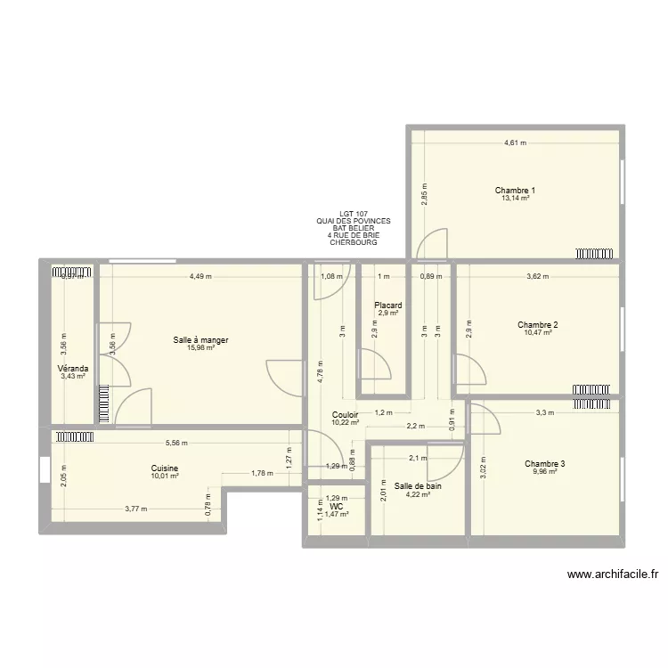 BAT BELIER LGT 107.. Plan de 10  et 82 m²