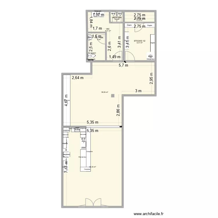 IUT - bar v3 (vierge). Plan de 7 et 101 m² IUT - bar v3 (vierge). Plan de 7 et 101 m²