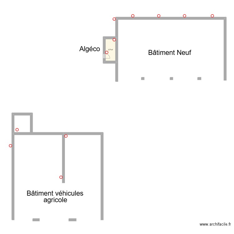 Bâtiments à Boudy. Plan de 1 pièce et 3 m2
