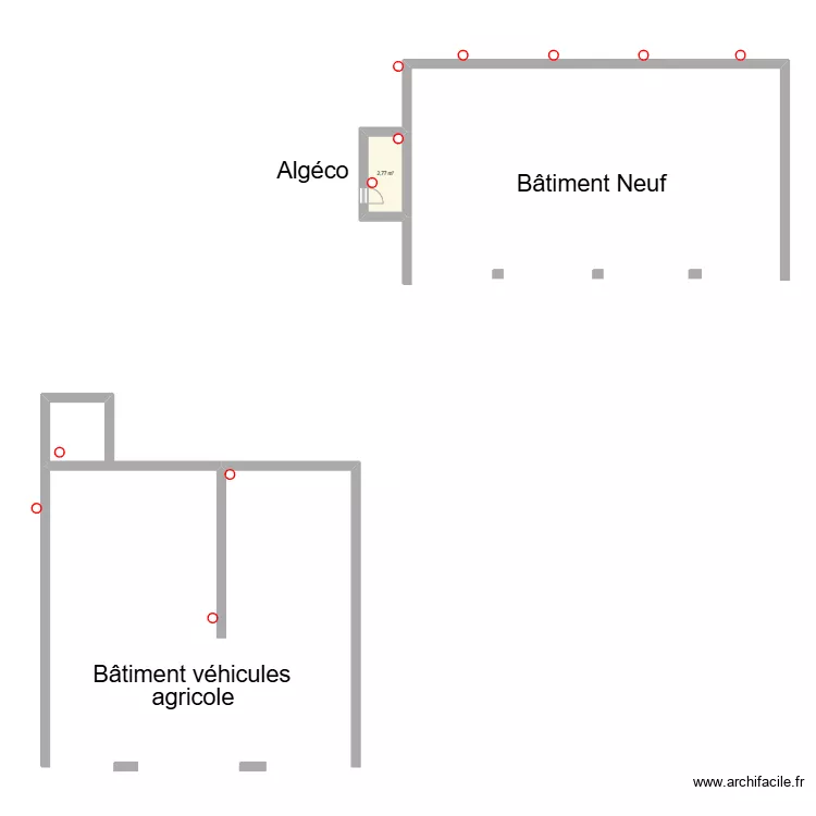 B&acirc;timents &agrave; Boudy. Plan de 