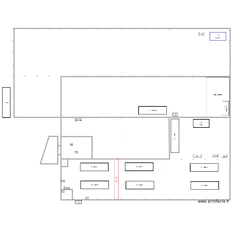 HALL HERSTAL  INSTALLATIONS. Plan de 8 pièces et -396 m2